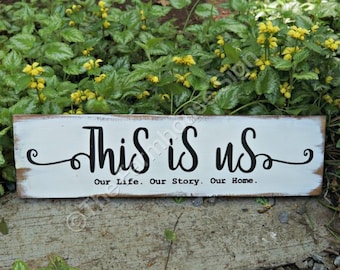 This is us | Wood Signs | Welcome Sign | Housewarming Gift | Home Decor | Wall Decor | Wedding Gift | Room Decor | Mantel Decor