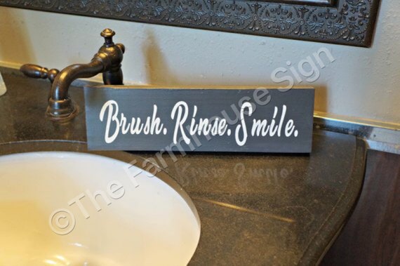 Brush Rinse Smile Wood Signs Home Decor Bathroom Decor Etsy