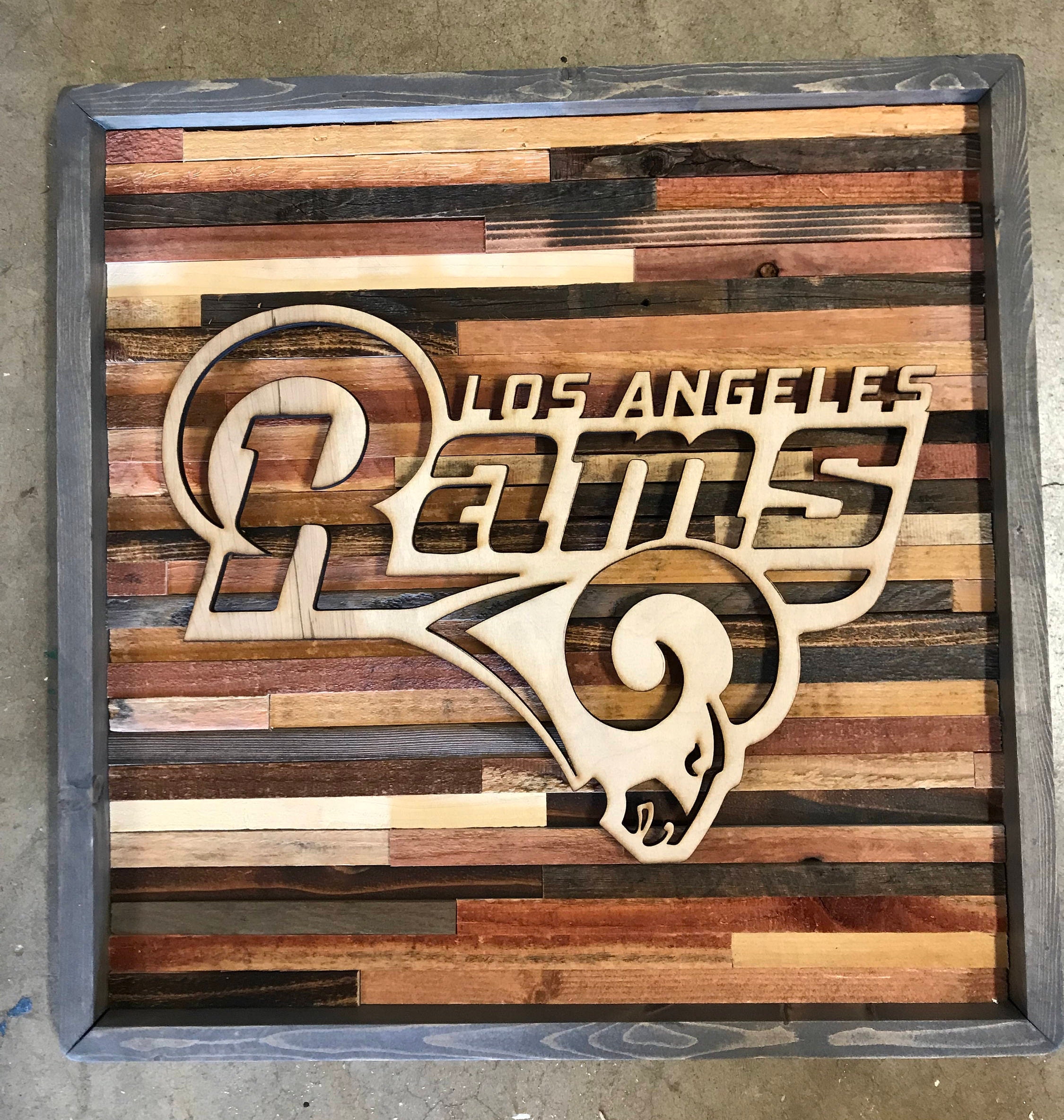 Rustic sports decor Los Angeles Rams wall art Etsy