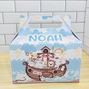 Noah&#39;s Ark Favor Boxes: Personalized Birthday Goodie Bags - Set of 6