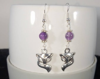 Hotwife Vixen Earrings,  VixenAndStag Earrings, Lifestyle Earrings, Hotwife Lifestyle, Vixen Stag Lifestyle, Genuine Amethyst gemstone