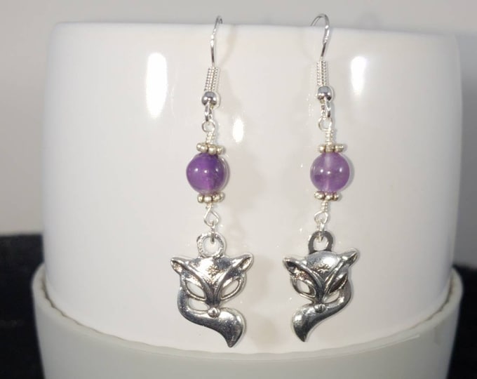 Hotwife Vixen Earrings,  VixenAndStag Earrings, Lifestyle Earrings, Hotwife Lifestyle, Vixen Stag Lifestyle, Genuine Amethyst gemstone