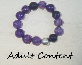 Cock Ring, Penis Ring, Male Ring, Stag, Bull , Cuck, Beaded Gemstones Purple Dyed Agate Ring, Male Jewelry