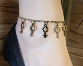 Hotwife Ankle, |Lifestyle Signals Anklet, Vixen Anklet, Swinger Jewelry, Gender Jewelry Bronze Color