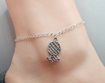 Upside Down Pineapple Anklet, Upside-Down Pineapple Jewelry, Stainless Steel Chain, Swingers Lifestyle Jewelry