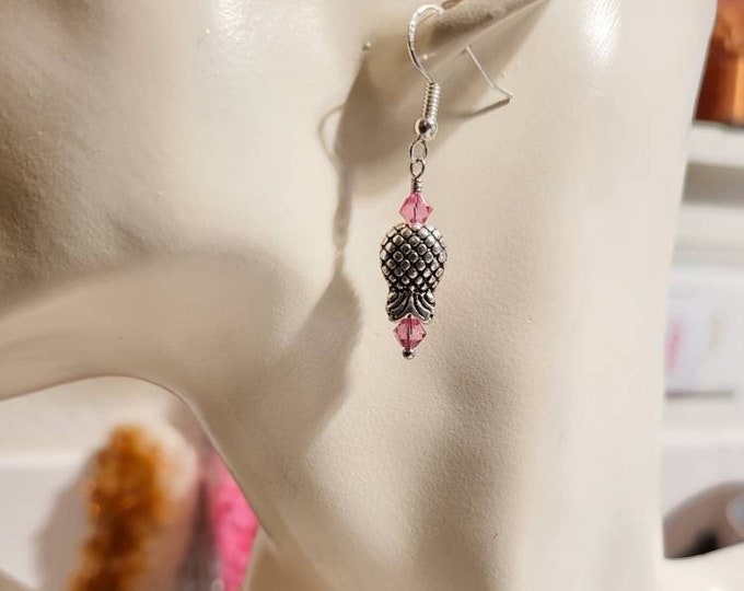 Upside Down Pineapple Earrings, Upside-Down Pineapple Jewelry, Birthstone Crystals, Swingers Lifestyle Jewelry