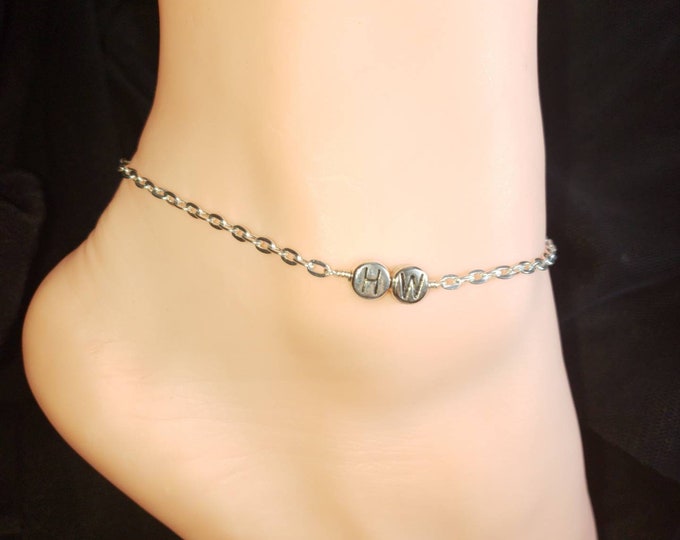 Sterling Silver Chain Hotwife Anklet, Personalized Anklet, Kinky, Fetish Body Jewelry