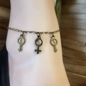 MFM, MMF, FMF, Lifestyle Signals,  Hotwife Anklet|Vixen Anklet|Swinger Jewelry|Gender Jewelry Bronze Color
