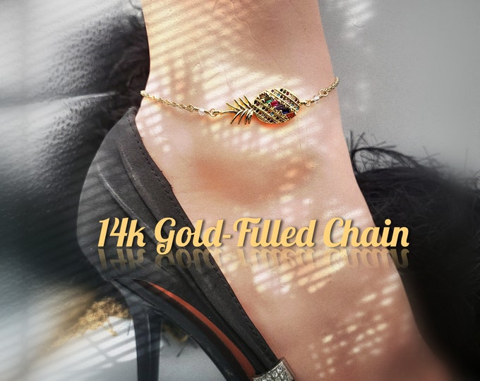 Upside Down Pineapple Anklet, Upside-Down Pineapple Jewelry, High Quality, Swingers Lifestyle Jewelry, Summer 2023