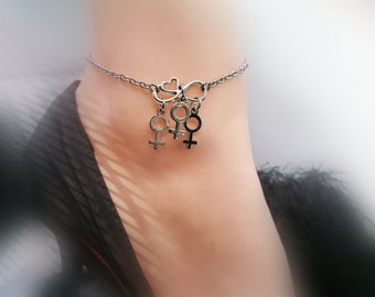 MFM-MMF-FMF Hotwife Anklet|Vixen Anklet|Swinger Jewelry|Gender Jewelry Stainless Steel