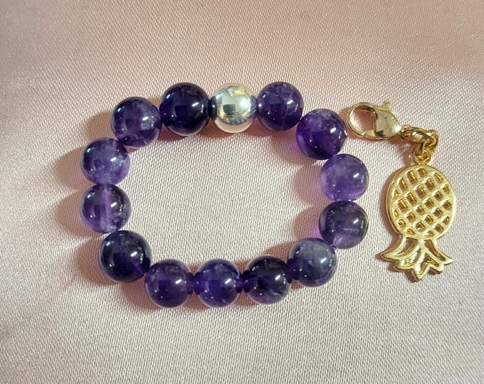 Amethyst Crystal Cock|Penis Ring – Handcrafted, Custom Size, Genuine Stone Beads, Energy Jewelry for Men