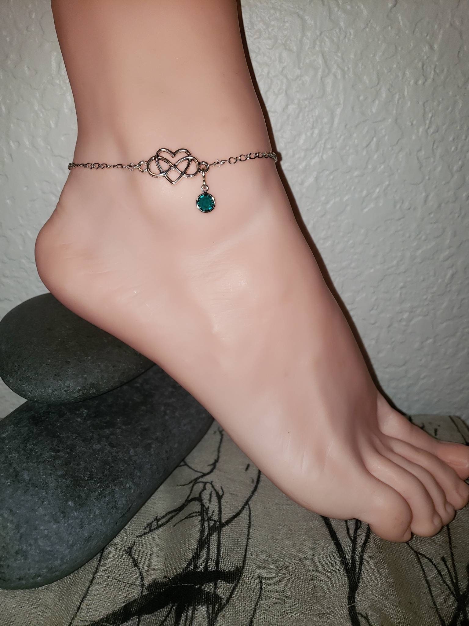 Infinity Heart Anklet Polyamory Anklet Sterling Silver