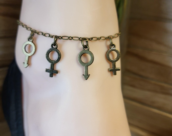 Hotwife Anklet, Lifestyle Signals Anklet, Vixen Anklet, Swinger Jewelry, Gender Jewelry Bronze Color