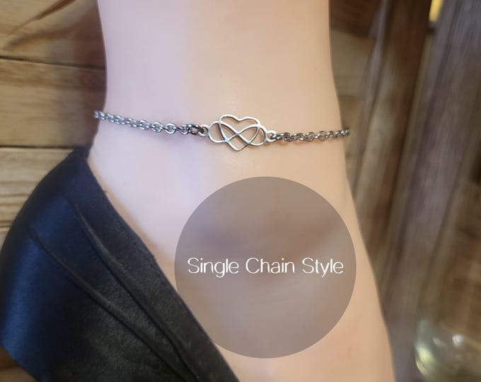 NEW - Boundless Love Anklet: Stainless Steel Infinity Heart Anklet/Bracelet, Inline Infinity Heart, Polygamous Anklet