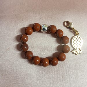 Red Jasper Crystal Ring with Detachable Pineapple Charm