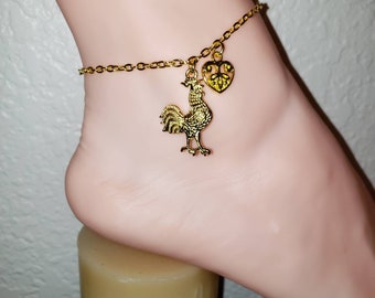 HotWife Anklet, Heart Cock, Kinky Anklet, Sexy Anklets, Swinger Jewelry