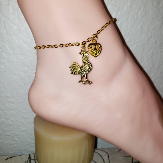 HotWife Anklet, Heart Cock, Kinky Anklet, Sexy Anklets, Swinger Jewelry