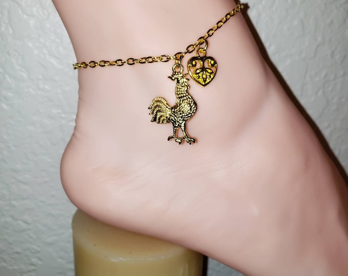 HotWife Anklet, Heart Cock, Kinky Anklet, Sexy Anklets, Swinger Jewelry