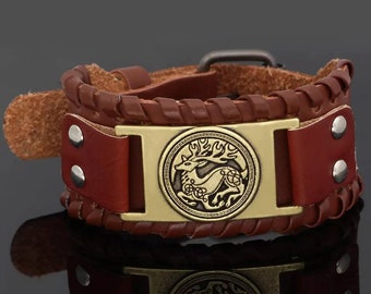 Stag Leather and Metal Bracelet Lifestyle Jewelry, Stag/Vixen Lifestyle - New 2023