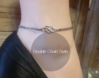 NEW - Boundless Love Anklet: Stainless Steel Infinity Heart Anklet/Bracelet, Inline Infinity Heart, Polygamous Anklet