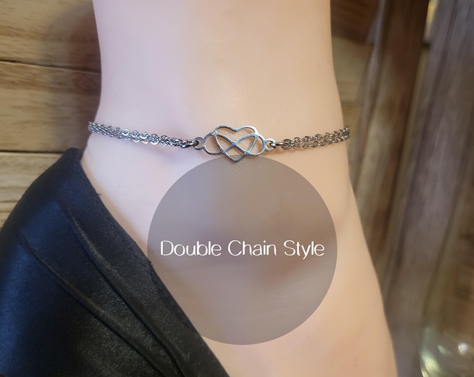 NEW - Boundless Love Anklet: Stainless Steel Infinity Heart Anklet/Bracelet, Inline Infinity Heart, Polygamous Anklet