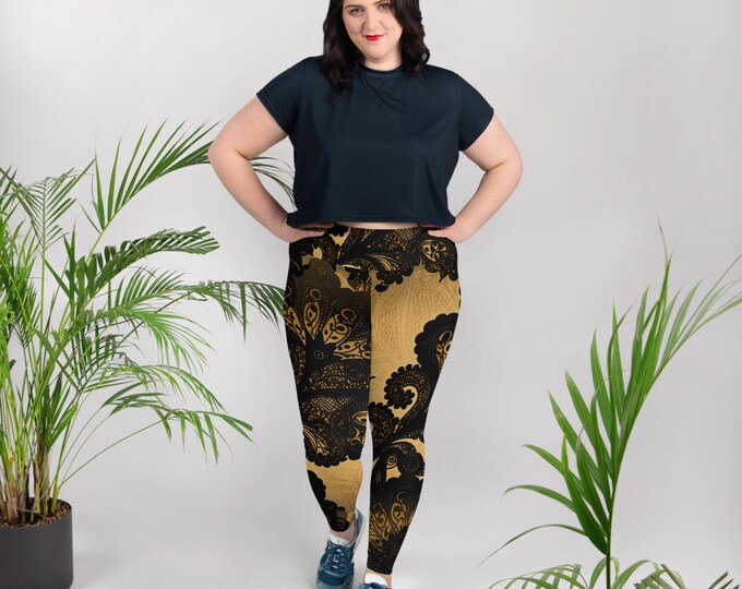 Beautiful Lace Print All-Over Print Plus Size Leggings