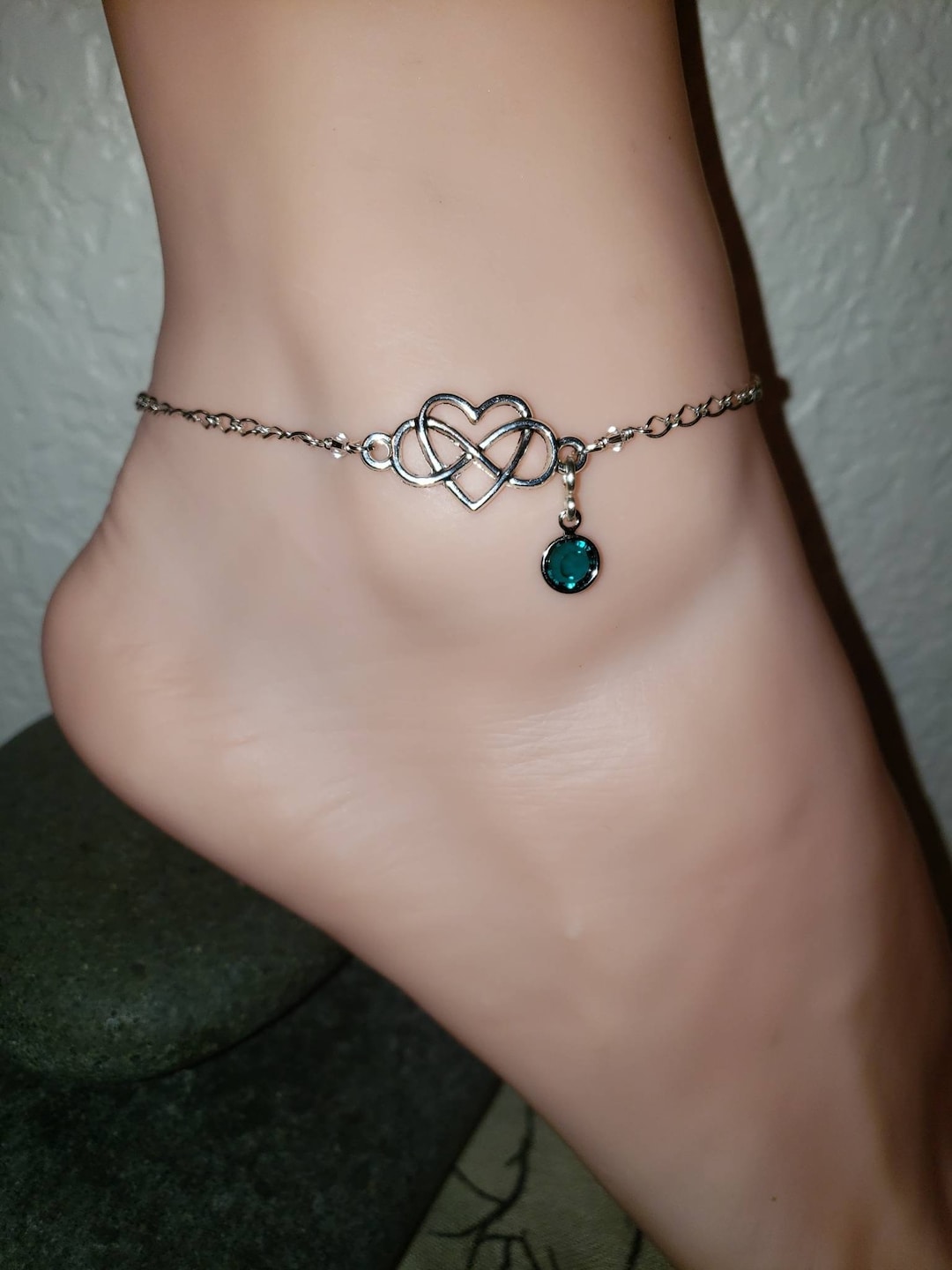 Infinity Heart Anklet Polyamory Anklet Sterling Silver photo