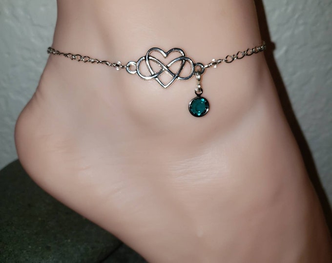 Infinity Heart Anklet, Polyamory Anklet, Sterling Silver Chain, HotWife Anklet, Everyday Anklet, Kinky Anklet, Sexy Anklets, Swinger Jewelry