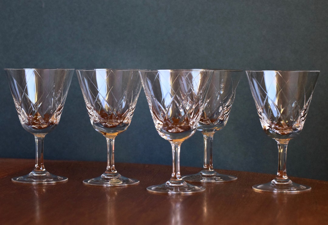 Set of 4 SPIEGELAU Helios Crystal Wine Glasses Mid Century 50s Vintage Wine  Glasses Drinking Glasses Cut Crystal Glasses 