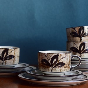 4 Midcentury coffee blankets, CERAMANO, series &quot;Concept Interior&quot;, hand-painted, boho tableware, Made in Germany