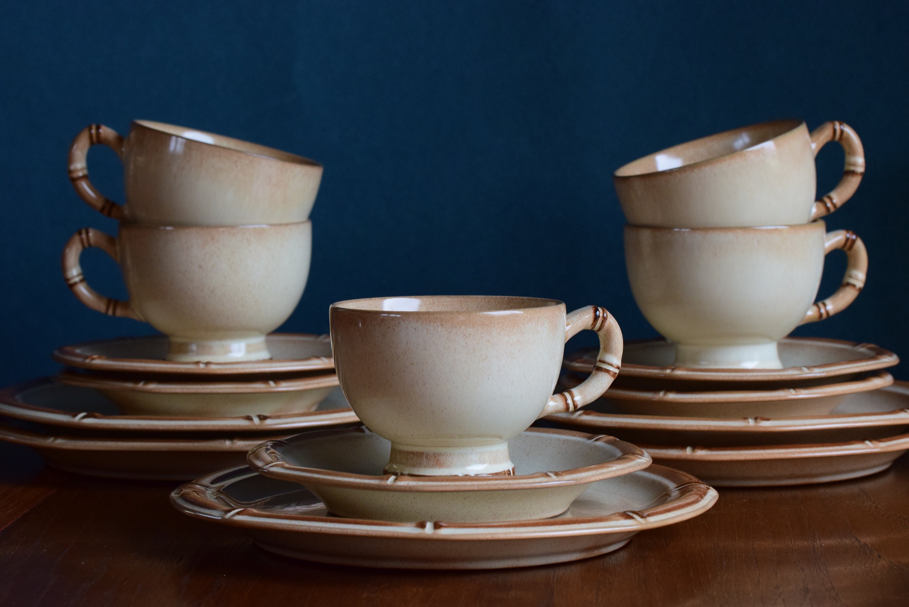 Drinkware Kitchen & Dining Vintage Bamboo Tea Service for 4 from