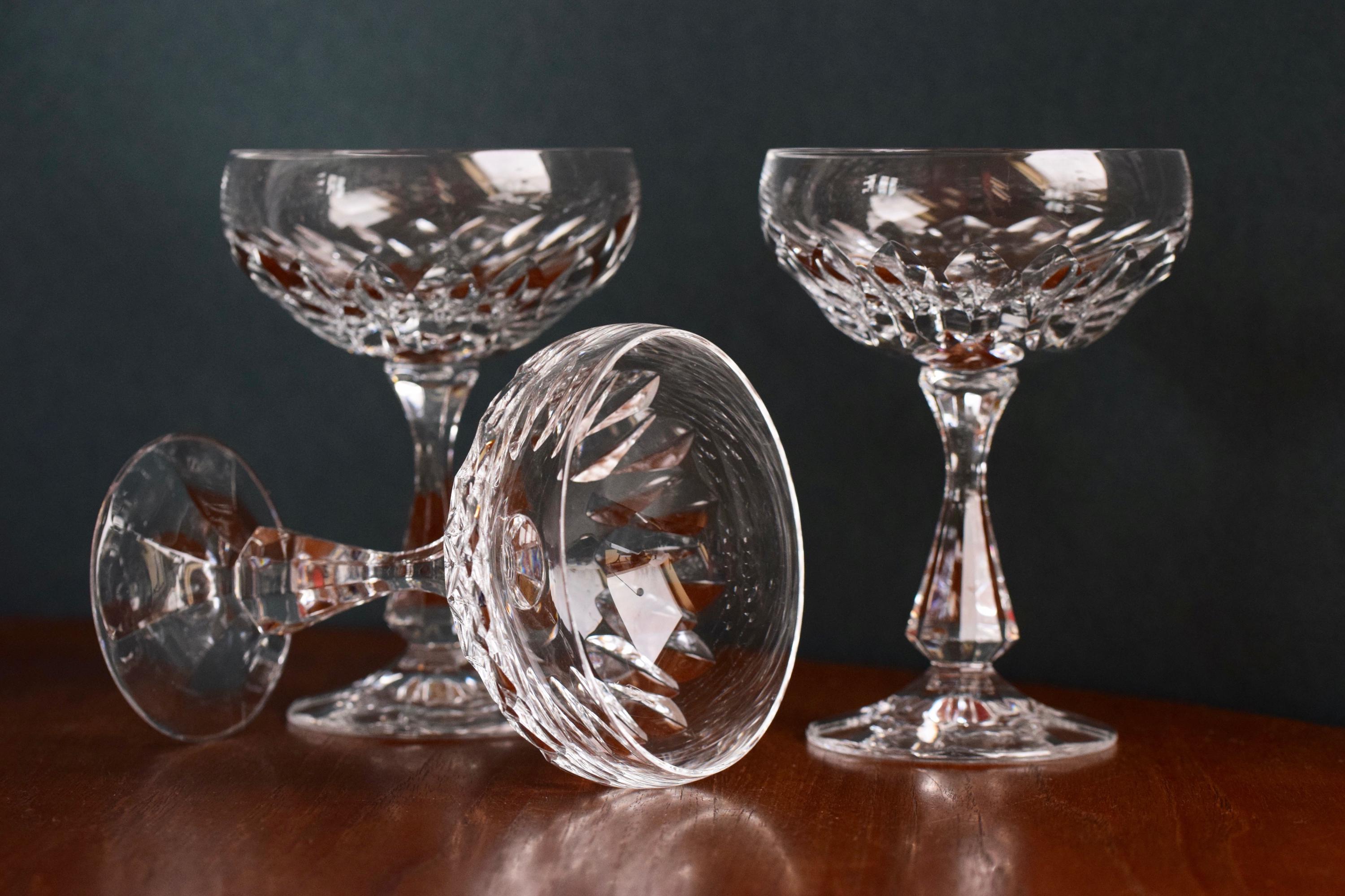 Set von 3 Vintage Champagner-Schalen, Kristall-Sektschalen, 70er Jahre