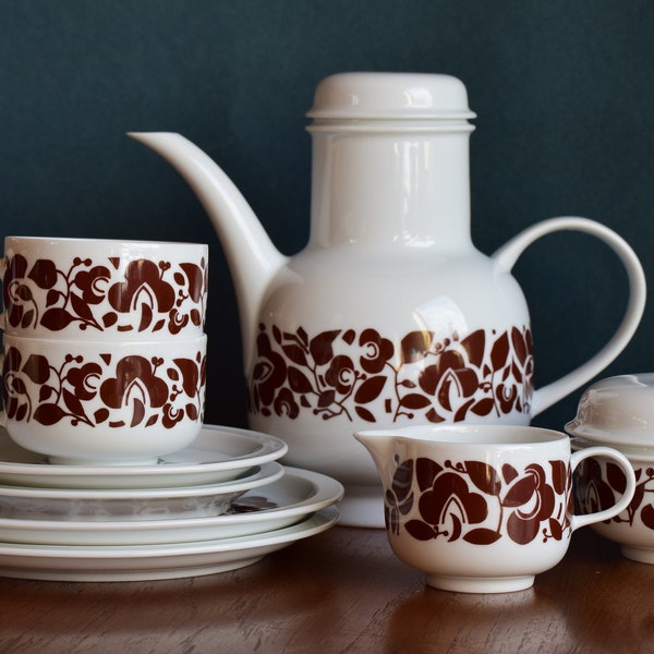 Melitta Coffee Service / Tea Service for 2, Form Berlin/ Decor Tegeler Forst, Liselotte Kantner, 70s Tableware, Made in Germany