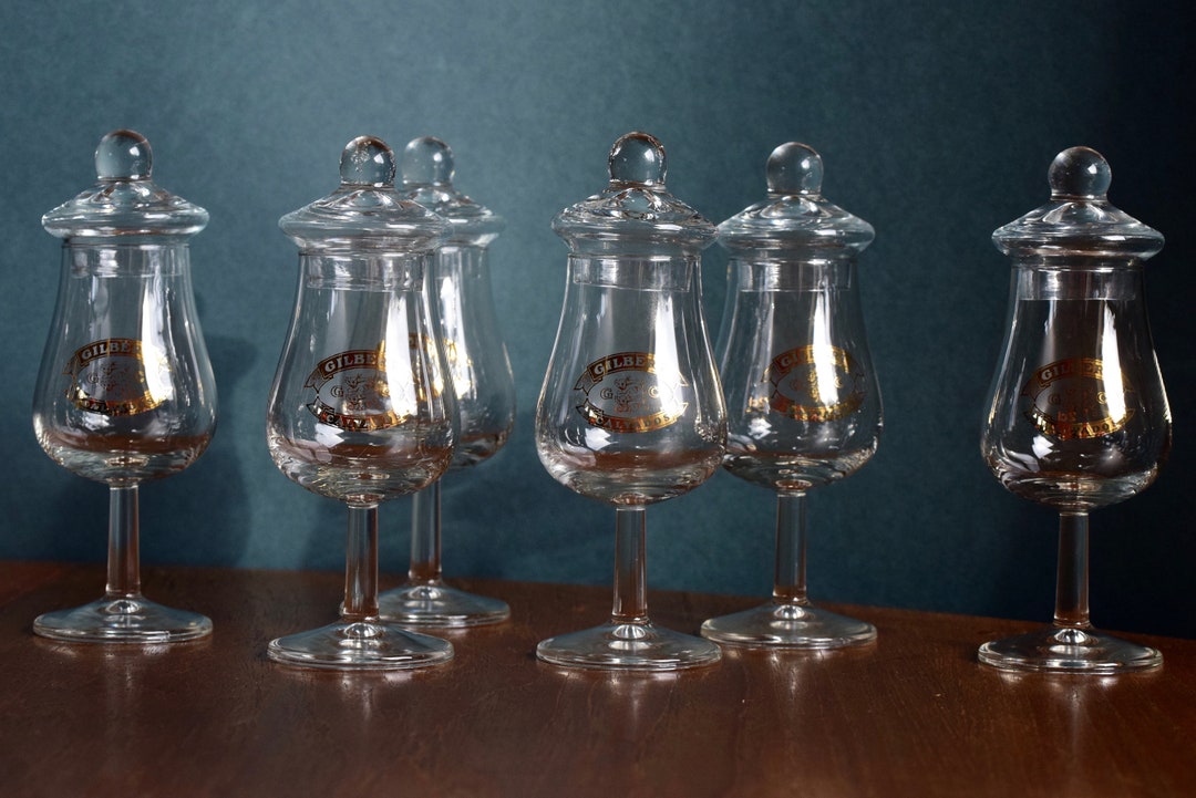 6 Calvados Glasses With Lids gilbert Calvados Etsy