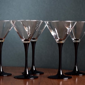 5 Luminarc martini glasses/cocktail glasses, 80s, 80s bar accessories, Made in France