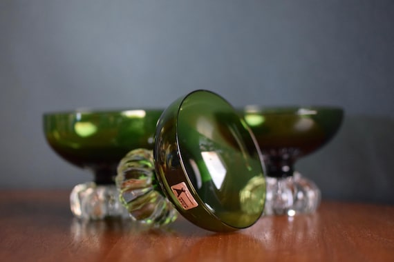 Set von 3 Midcentury Champagnerschalen, Seda Sweden, Grün, 60er Jahre, Made in Sweden