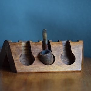 Vintage pipe stand, wooden pipe holder, 60s/70s, pipe presentation