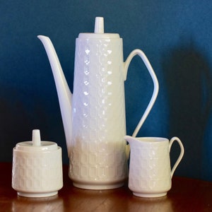 Elegant midcentury mocha pot with milk jug and sugar bowl, Edelstein/Bavaria, 50s/60s, Modernist, Made in Germany