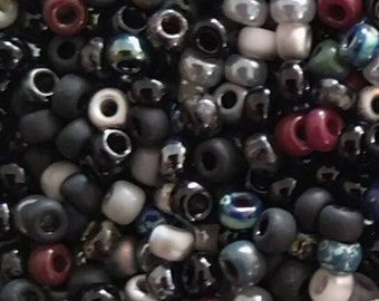 Miyuki Rocailles - glass bead blend - 8/0 3 mm - black/grey mix