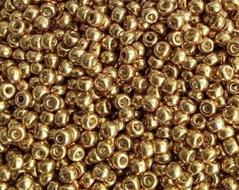 Miyuki Rocailles - Seedbeads - 11/0  2mm - Duracoat galvanized gelb gold