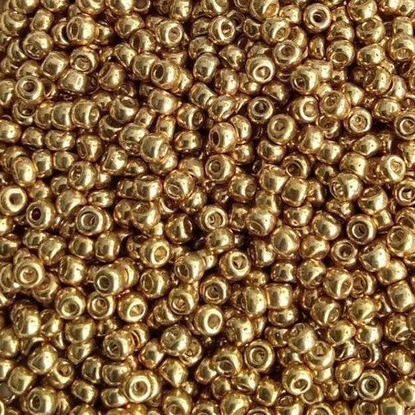 Miyuki Rocailles - Seedbeads - 11/0  2mm - Duracoat galvanized gelb gold