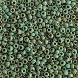 Miyuki seed beads - 8/0 3 mm - opaque picasso turquoise blue
