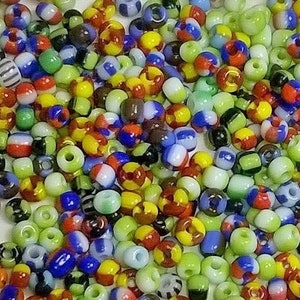 Rocailles - seed beads - glass beads - 6/0 4 mm - stripes mix - multicolor