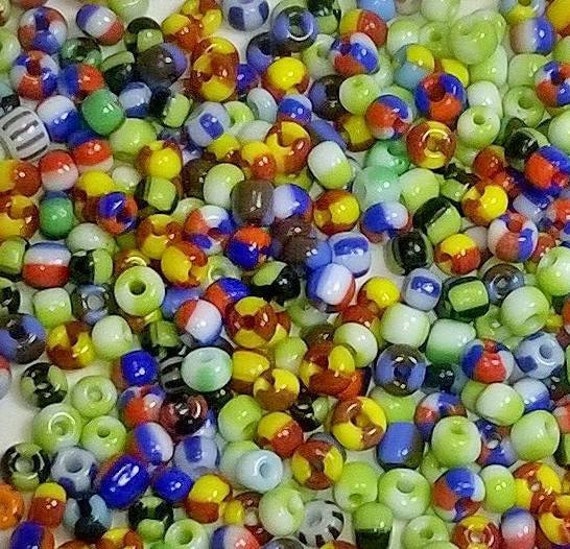 Rocailles Seed Beads Glass Beads 6/0 4 Mm Stripes Mix Multicolor 