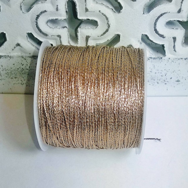 Makramee Band Metallic 0,5mm - Nylon Schnur - Schmuckband - taupe