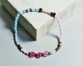 Armband - Miyuki Rocailles - Achat - rose blau bronze