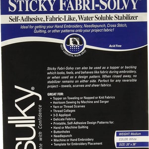 Sticky Fabri Solvy, Printable Stabilizer, Sulky Fabri Solvy