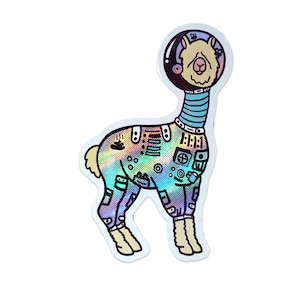 Llama Sticker, Astro llama, Holographic Sticker, Astronaut Sticker, Laptop Sticker, Space Suit llama, Holographic llama, Astronaut suit