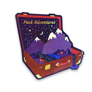 Adventure sticker, Pack Adventures sticker, Suitcase sticker, Traveler sticker, Explorer sticker, Camping sticker, holographic sticker