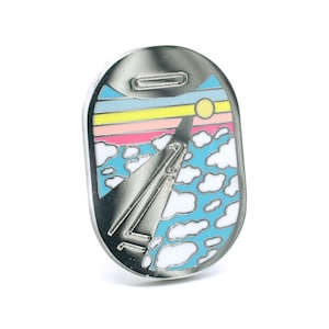 Airplane window view enamel pin, Adventure pin, Travel lapel pin image 1